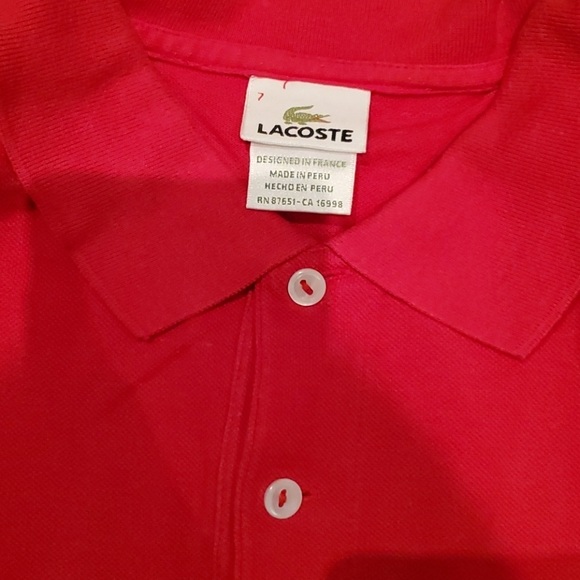 Men's Lacoste Red Polo T-Shirt - Picture 3 of 4